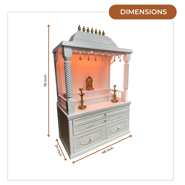 Amrita Teak Wood Mandap (White) dimensions
