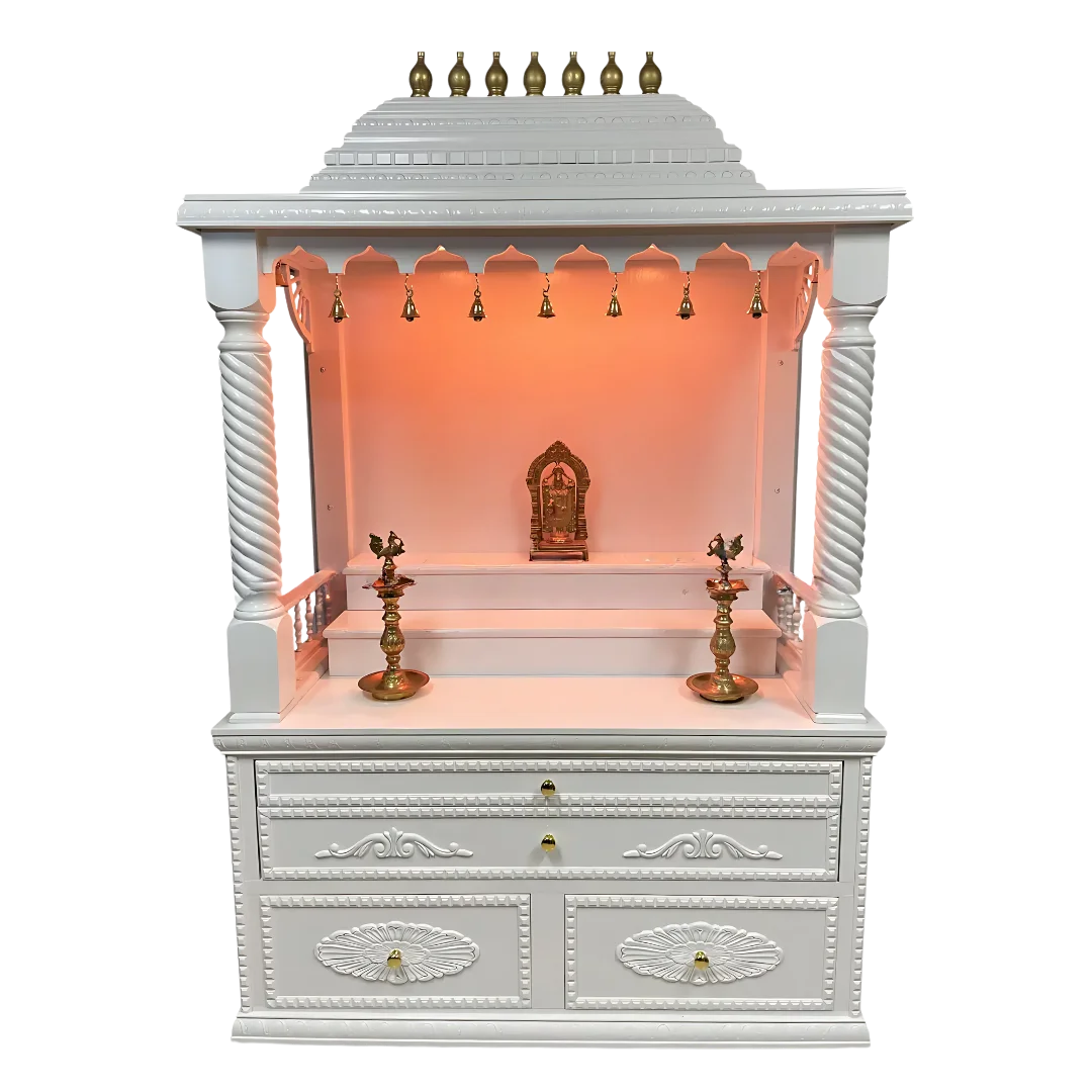Amrita Teak Wood Mandap (White) front view