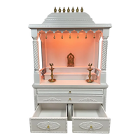 Amrita Teak Wood Mandap (White) front viewopen door view