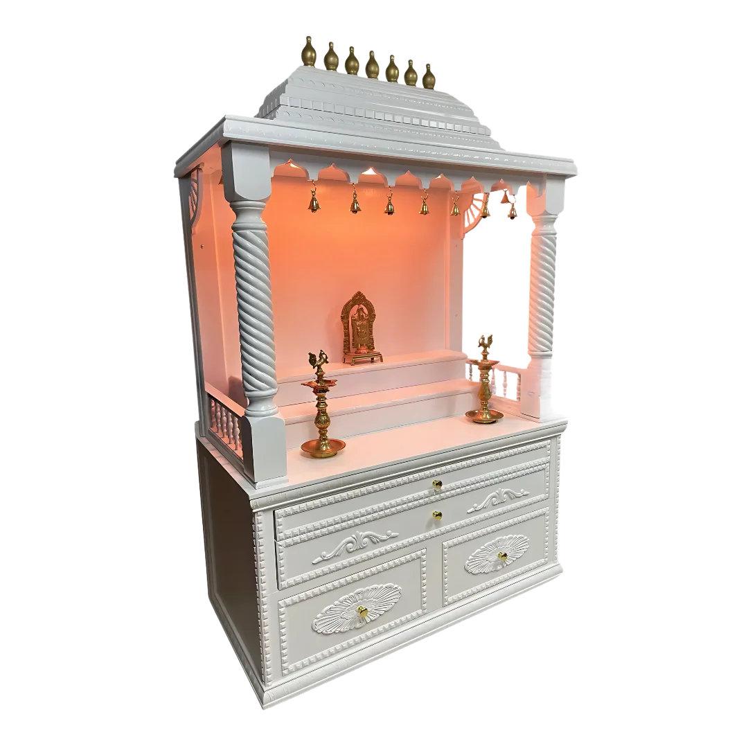 Amrita Teak Wood Mandap (White) side angle