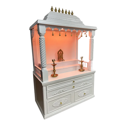 Amrita Teak Wood Mandap (White) side angle
