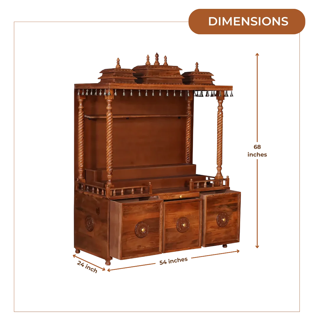 Amritaya Sheesham Wood Mandap (Teak) Dimensions 