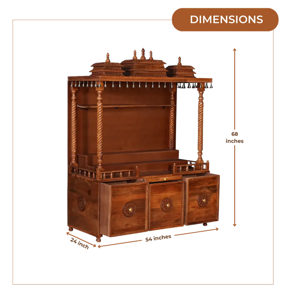 Amritaya Sheesham Wood Mandap (Teak) Dimensions 