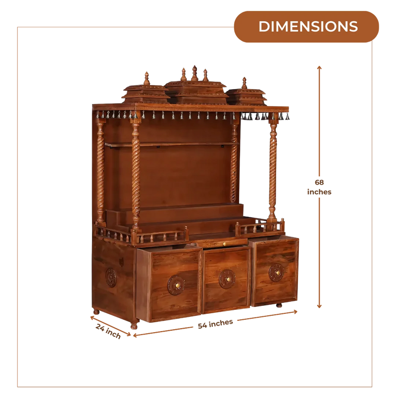 Amritaya Sheesham Wood Mandap (Teak) Dimensions 