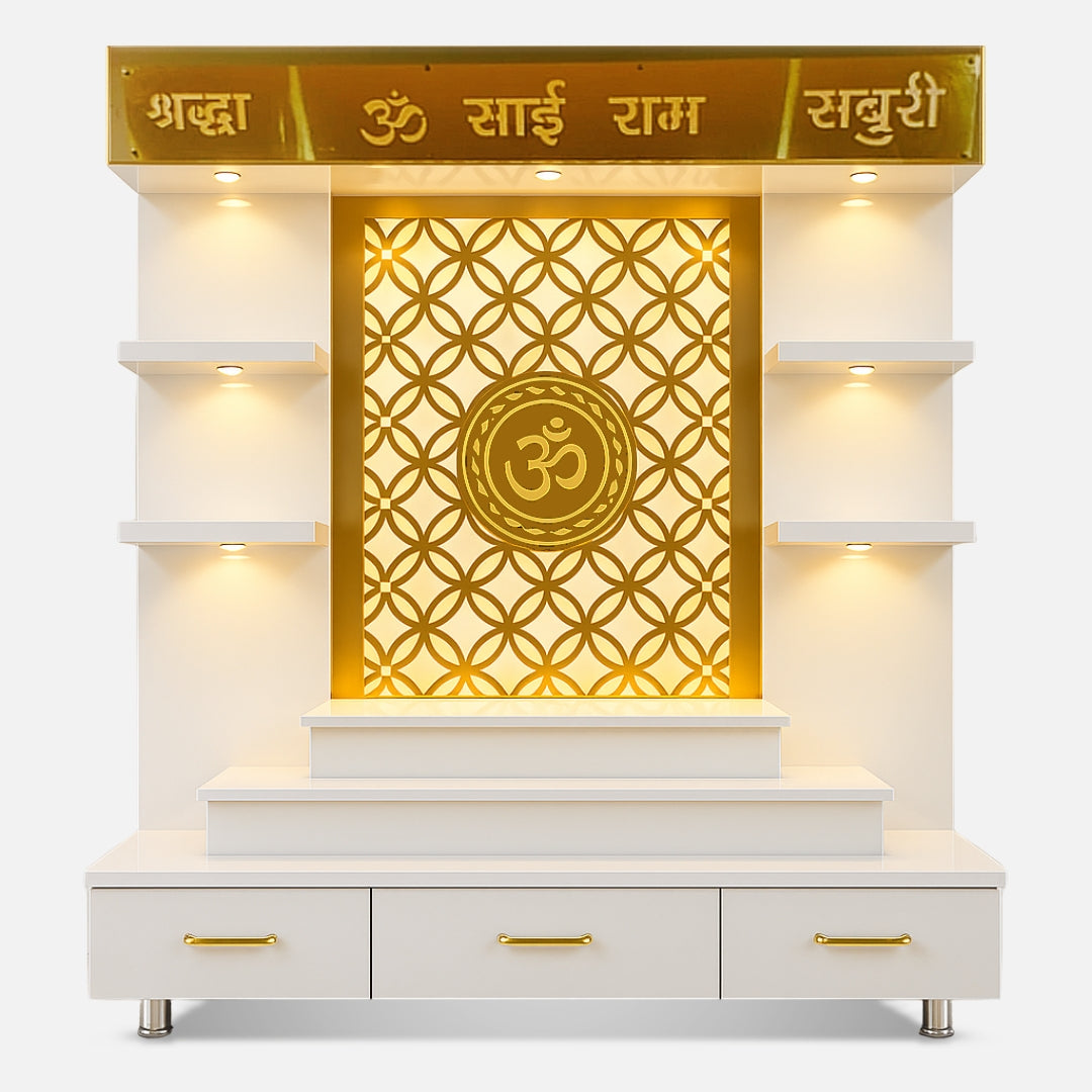 Amritesh Teak Wood Mandap (White) Front view 