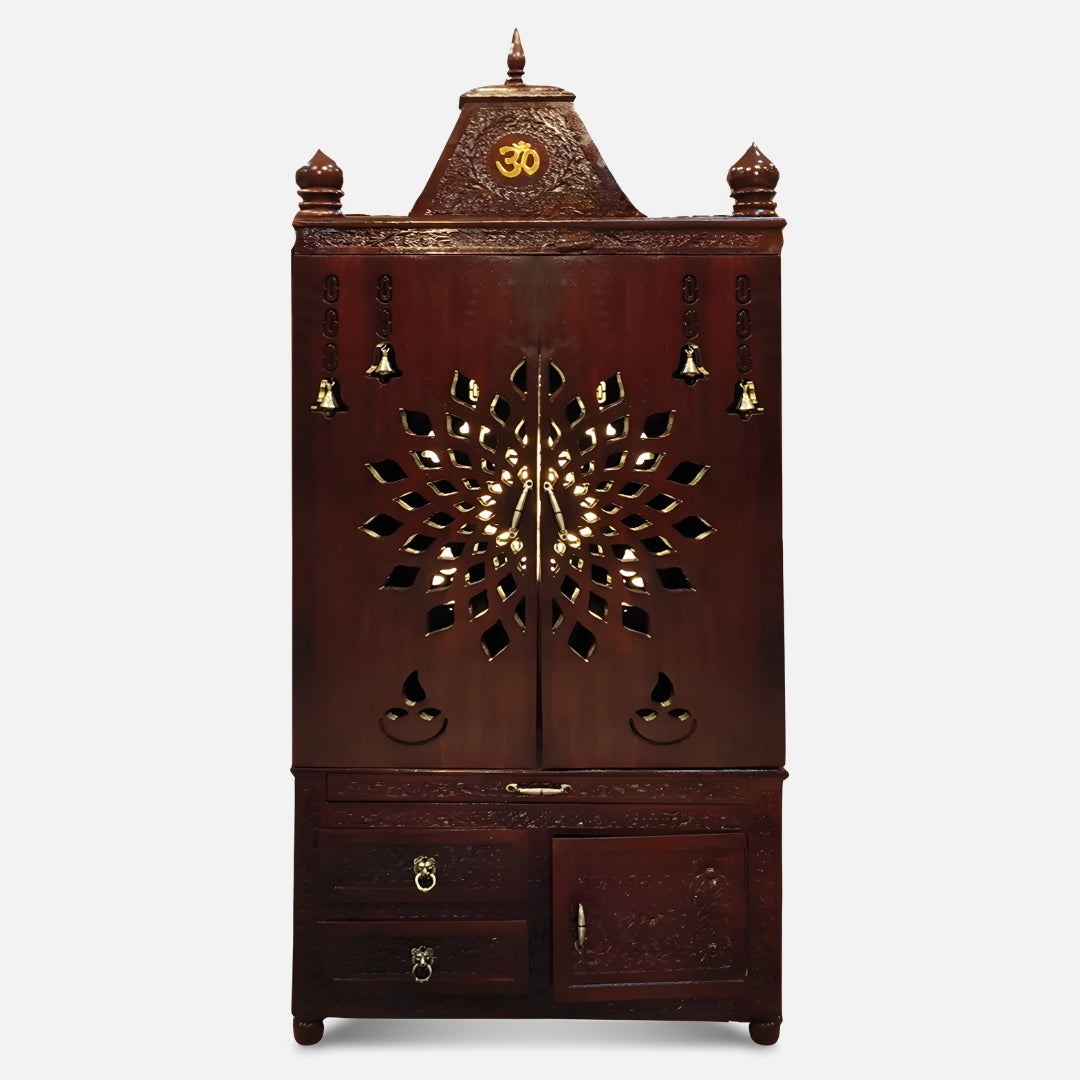 Amruta Teak Wood Mandap Brown with Door