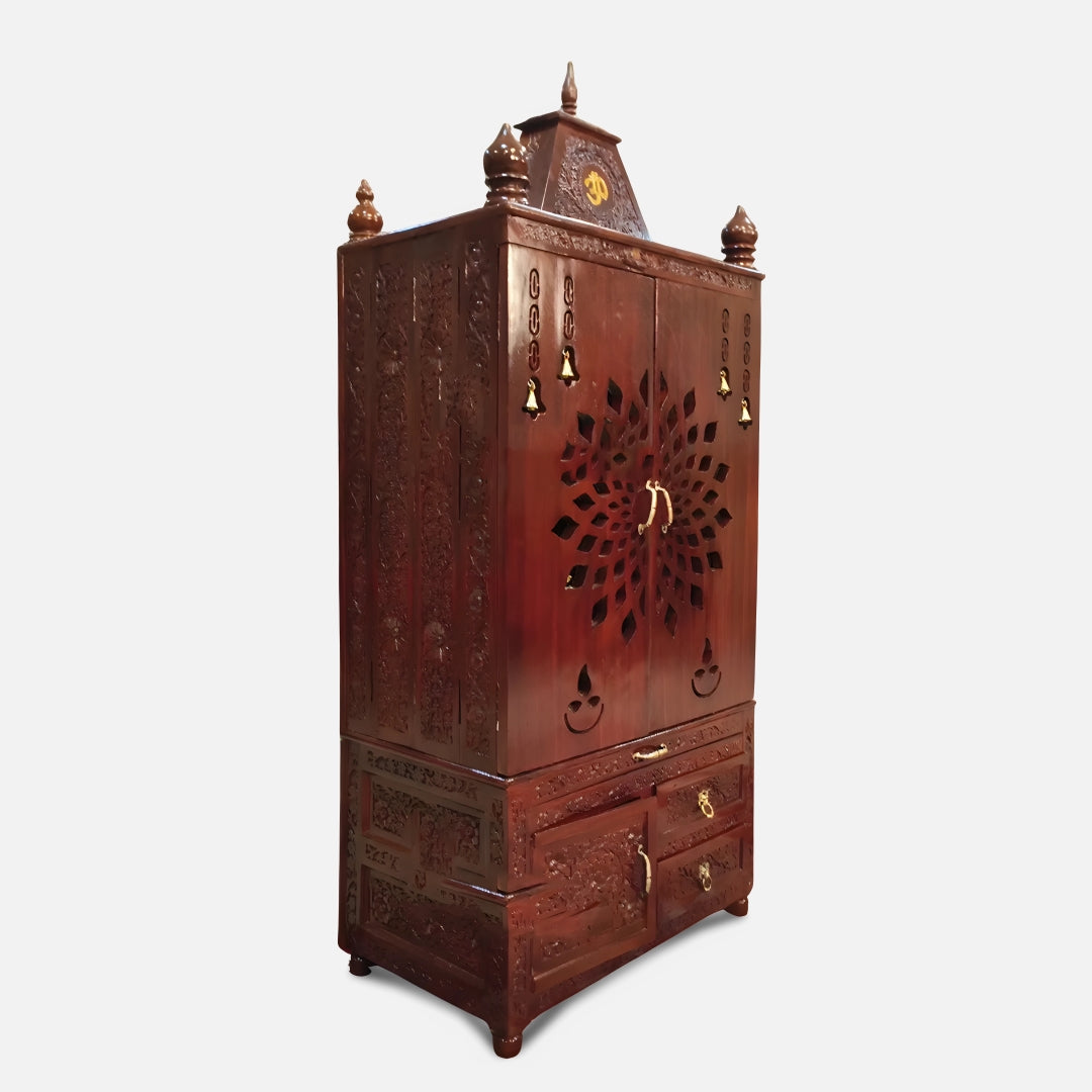 Amruta Teak Wood Mandap (Brown) side angle 