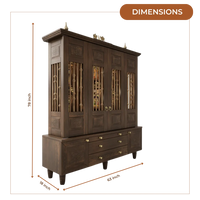 Anandam Teak Wood Pooja Mandap with Door (Teak) Dimensions