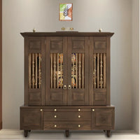Anandam Teak Wood Pooja Mandap with Door (Teak) Lifestyle Image 