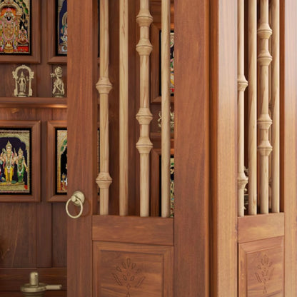Anandam Teak Wood Pooja Mandap with Door (Teak) zom view 