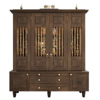Anandam Teak Wood Pooja Mandap with Door(Brown) Front view
