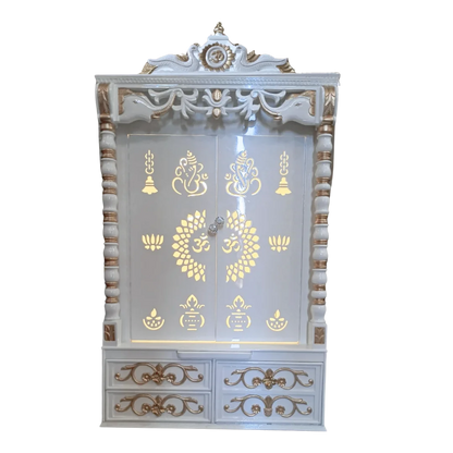 Ananta Teak Wood Mandir (White) lyfstyle view1