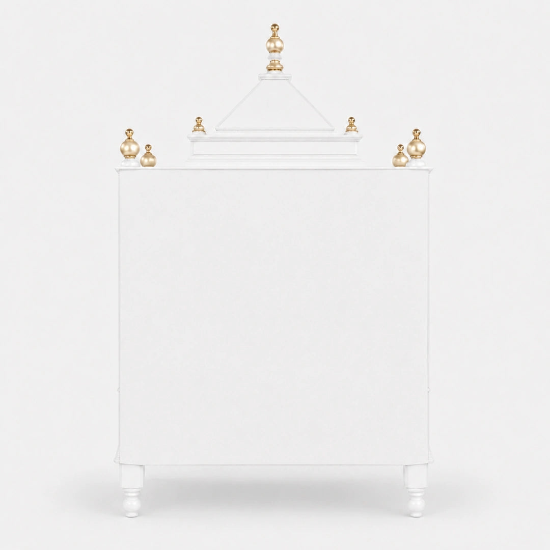 Antarusya Large Floor Rested Pooja Mandir without Door (White Gold) Back View