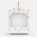 Antarusya Large Floor Rested Pooja Mandir without Door White Gold