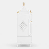 Antarusya Large Floor Rested Pooja Mandir without Door (White Gold) Side Angle