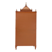 Antarusya Large Floor Rested Pooja Mandap/Wooden temple with doors for home in Teak Gold color back view