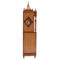 Antarusya Large Floor Rested Pooja Mandap/Wooden temple with doors for home in Teak Gold color side view featuring jali design and Pillars