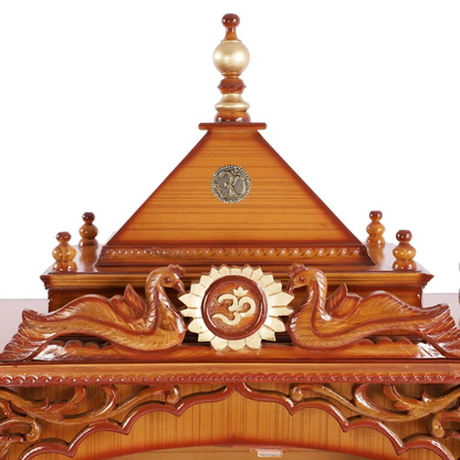 Antarusya Large Floor Rested Pooja Mandir/Wooden temple for home in Teak Gold color zoom view dome