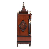 Antarusya Large Floor Rested Pooja Mandir/Wooden temple for home in Brown Gold color side view featuring jali design and Pillars
