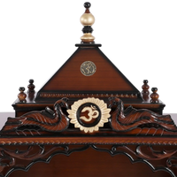 Antarusya Large Floor Rested Pooja Mandir/Wooden temple for home in Brown Gold color zoom view dome