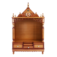 Antarusya Large Floor Rested Pooja Mandir/Wooden temple for home in Teak Gold color