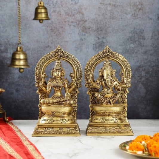 Antique Brass Lakshmi Ganesha Idol 1 lifestyle view