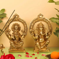 Antique Brass Lakshmi Ganesha Idol 3