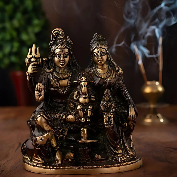Antique Brass Shiv Parivar Brass Idol - 5