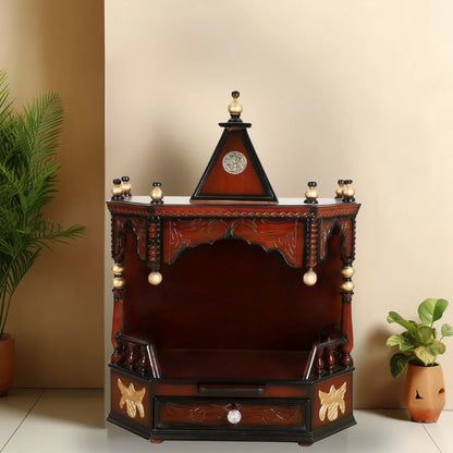 Anugrah Wall Mount Pooja Mandir without Door (Brown Gold) Lifestyle Image