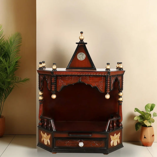 Anugrah Wall Mount Pooja Mandir without Door (Brown Gold) Lifestyle Image