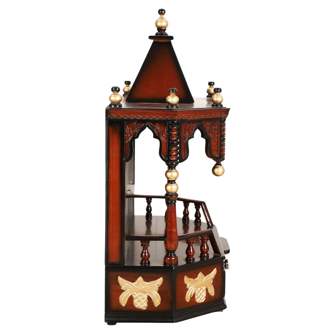 Anugrah Wall Mount Pooja Mandir without Door (Brown Gold) side image