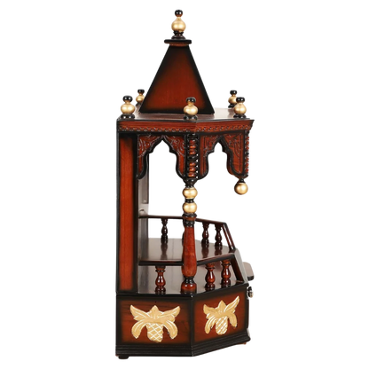 Anugrah Wall Mount Pooja Mandir without Door (Brown Gold) side image