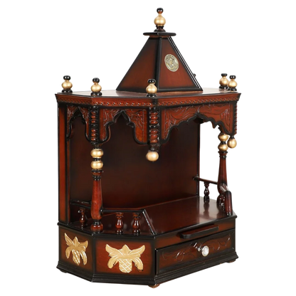 Anugrah Wall Mount Pooja Mandir without Door (Brown Gold) side view