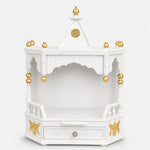 Anugrah Wall Mount Pooja Mandir without Door White Gold