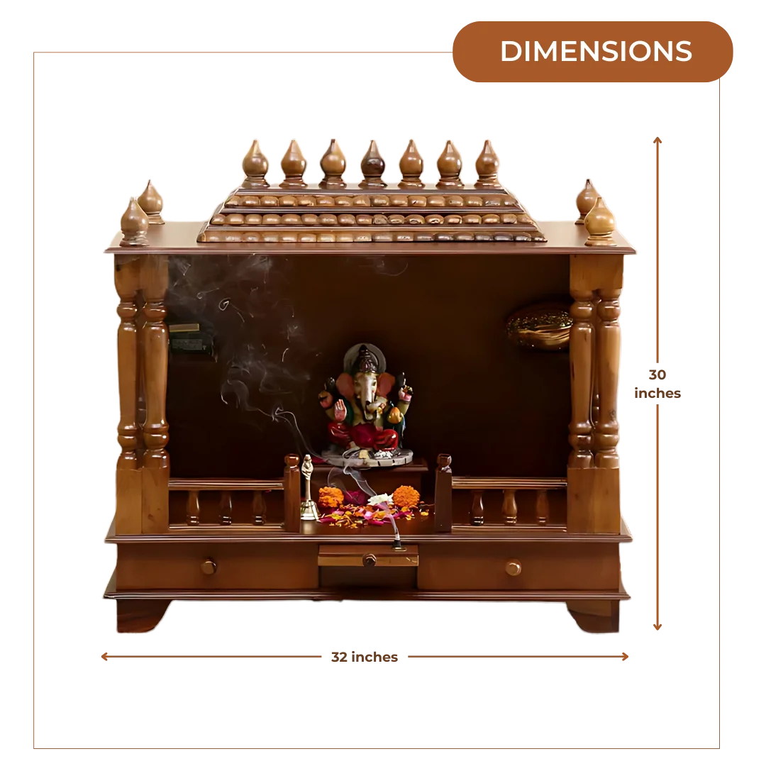 Anvaya Sheesham Wood Mandir (Teak) Dimensions