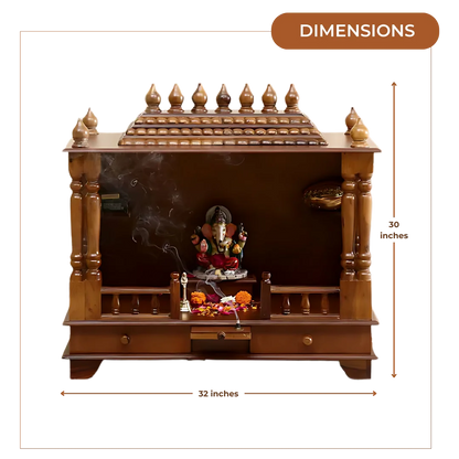 Anvaya Sheesham Wood Mandir (Teak) Dimensions
