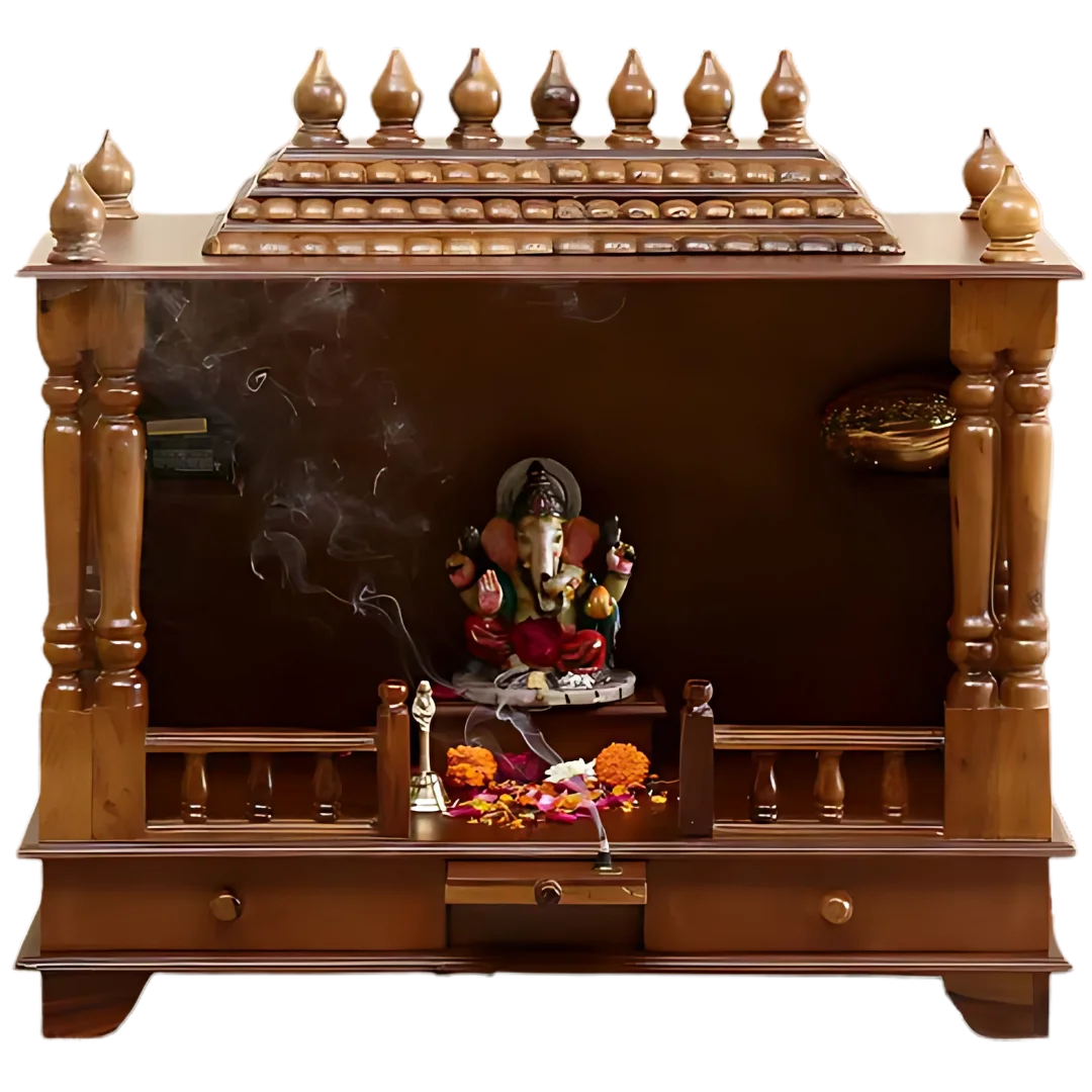 Anvaya Sheesham Wood Mandir (Teak) Front view