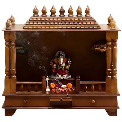 Anvaya Sheesham Wood Mandir (Teak) Front view