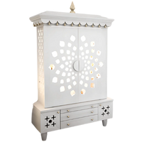 Anviksha Teak Wood Pooja Mandap With Door(White) Side Angle 