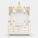 Apratima Medium Floor Rested Pooja Mandir without door White Gold