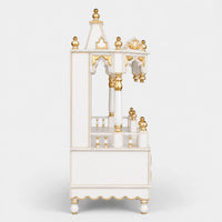 Apratima Medium Floor Rested Pooja Mandir Without Door (White Gold) Side Angle