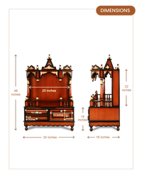 Apratima Medium Floor Rested Pooja Mandir without door (Brown Gold) dimensions