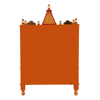 Apratima Medium Floor Rested Pooja Mandir/Wooden temple for home in Teak Gold color back view