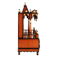Apratima Medium Floor Rested Pooja Mandir/Wooden temple for home in Brown Gold color side view featuring Pillars