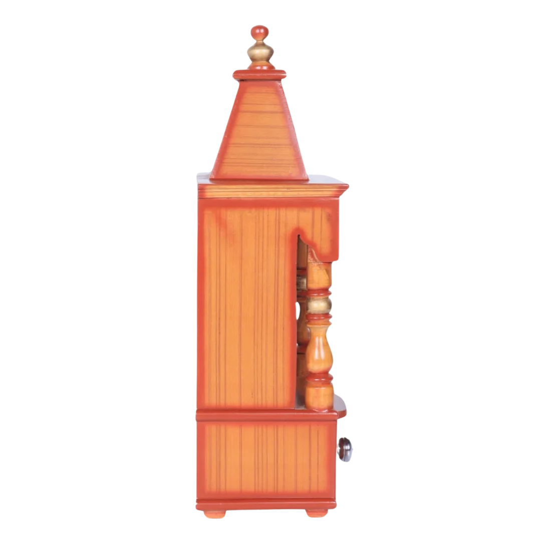 Aradhya Teak Wood Pooja Mandir (Teak Gold) Side Angle