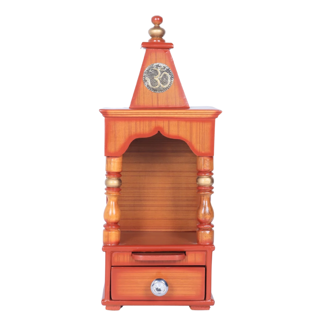 Aradhya Teak Wood Pooja Mandir Teak Gold