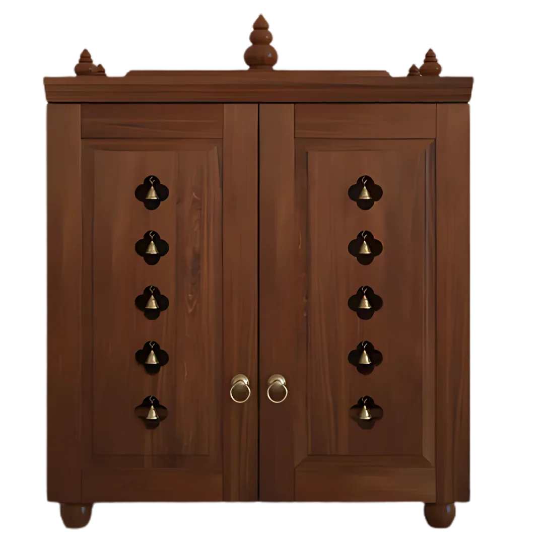 Aravaya Pooja Mandir with Door (Teak) Front View