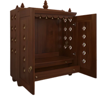 Aravaya Pooja Mandir with Door (Teak) side angle