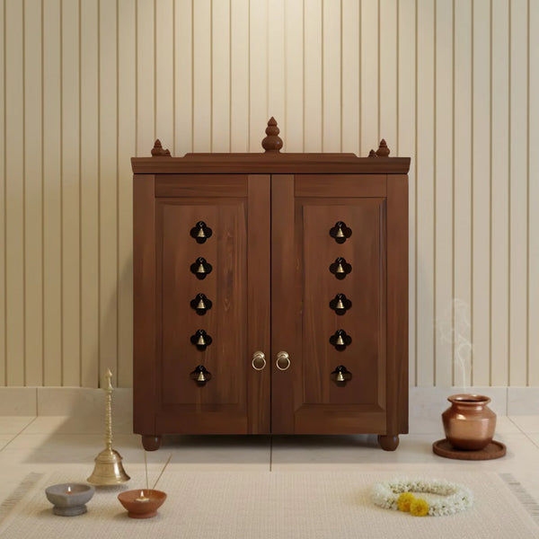 Aravaya Pooja Mandir with Door (Teak) lifestyle image