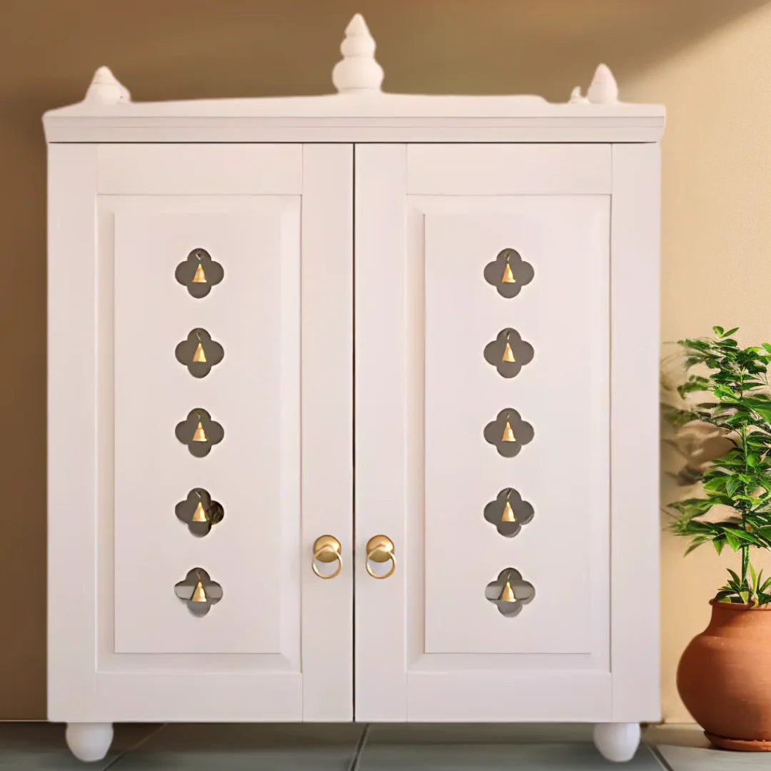 Aravaya Pooja Mandir with Door (White) Lifestyle image